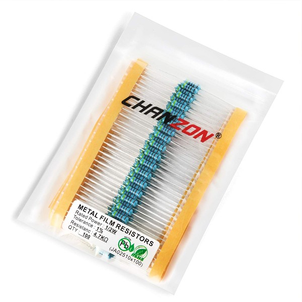 Chanzon 100pcs 1/2W (0.5W) 4.7K Ω ohm 4k7 Metal Film