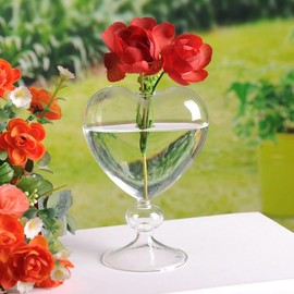 Angoily Love Hydroponic Vase Clear Glass Vases Glass Vases Heart Shaped Vase Glass Tea Cups Heart Planter Vase Transparent Terrarium Vase Glass Vase for Office Decorative Vase Wedding