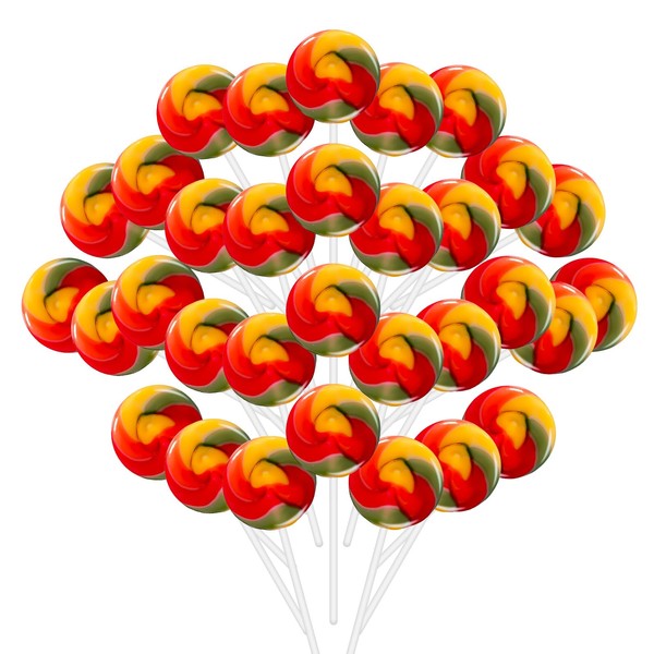32 Pack Rainbow Candy Lollipops Without Dyes and Artificial Colors,