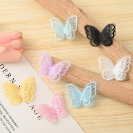 Wisafory Pack of 10 Lace Tulle Butterfly Appliqué Embroidery Patches Lace Fabric Patches Butterfly Appliques Accessories for DIY Clothing Bag Hair Accessories Green
