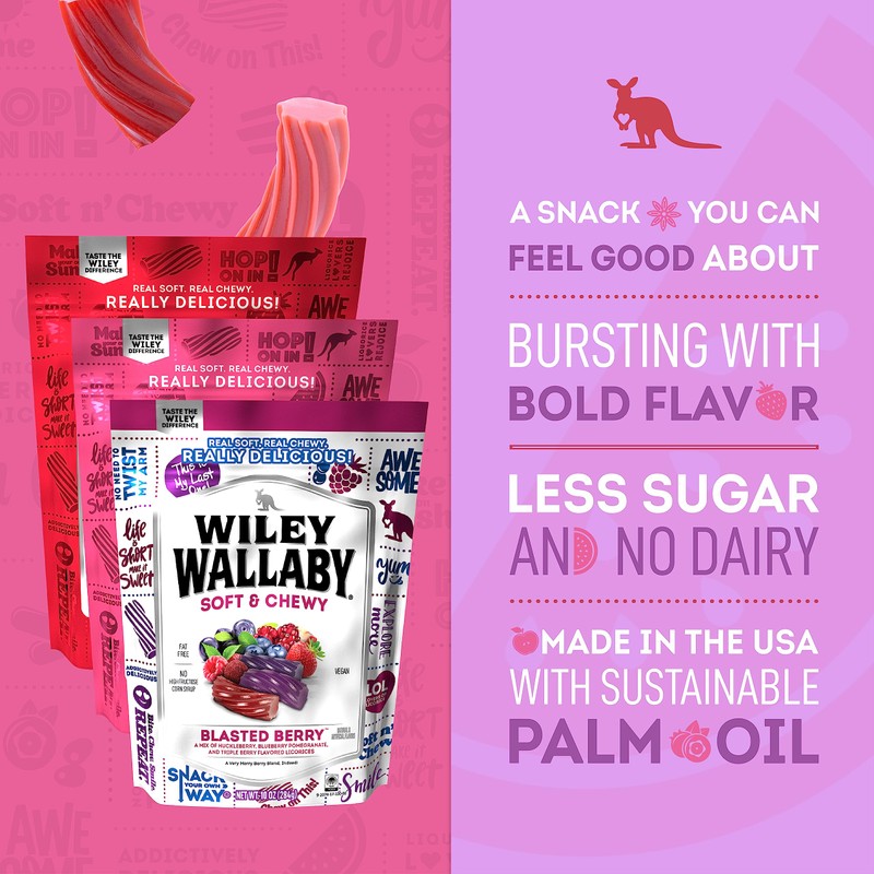 Wiley Wallaby Licorice 10 Ounce Classic Red, Watermelon, & Blasted