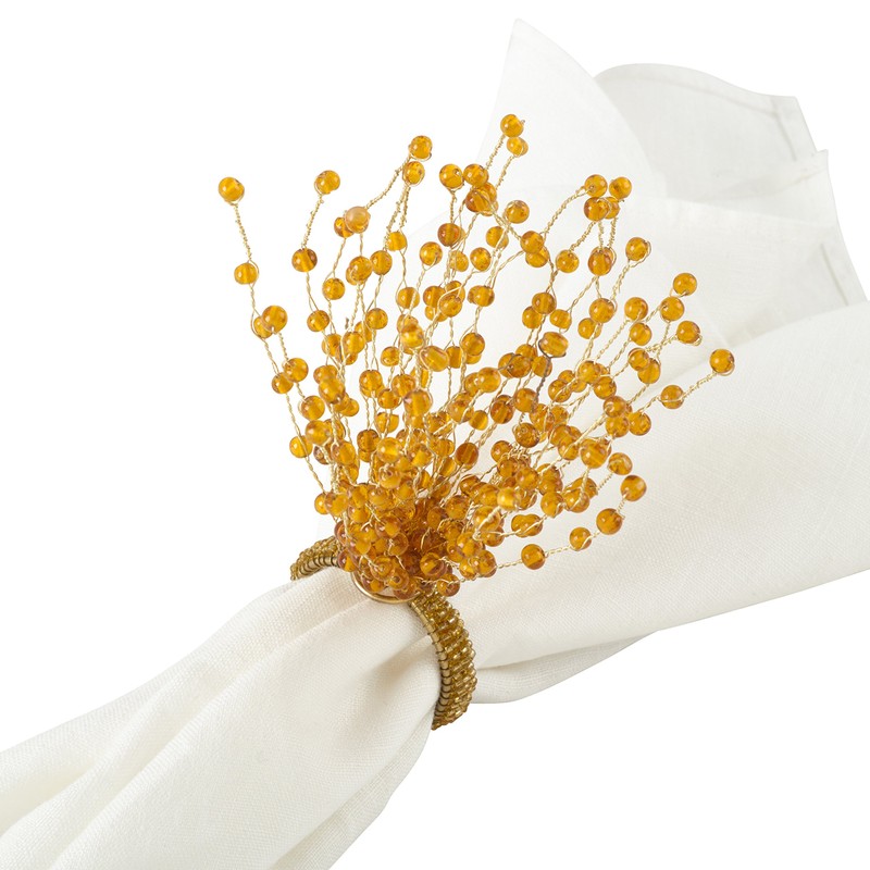 SARO LIFESTYLE Beaded Burst Design Napkin Ring - Set of