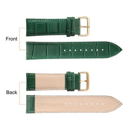 sourcing map Leather Watch Band 24mm Embossed Pattern Cowhide Watch Strap Replacement with Spring Bars for Men and Women, Green Gold