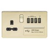 Knightsbridge SFR7USB4PB Screwless 1G 13A Switched Socket with Quad USB