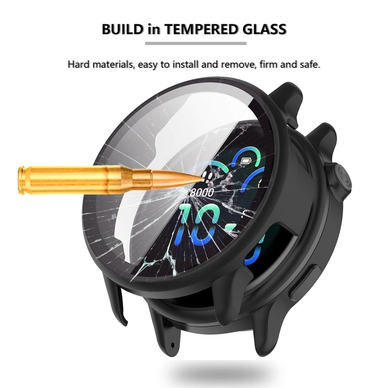[2-Pack] Case with Tempered Glass Screen Protector Compatible with Garmin