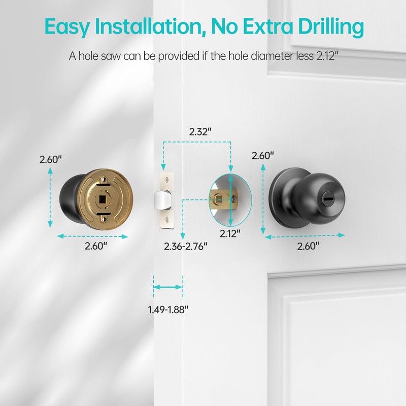 hornbill Round Door Knob with Privacy Function for Bathroom Bedroom