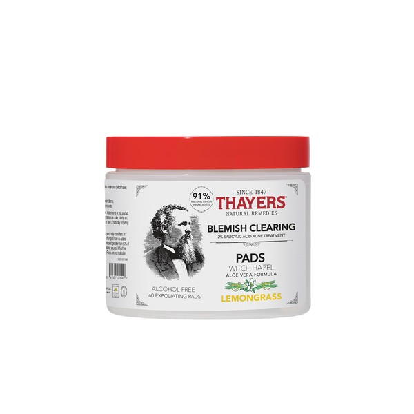 THAYERS Alcohol-Free Witch Hazel Blemish Clearing Pads, 60 Pads