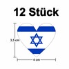 Israel Heart Stickers, Weatherproof and UV Protection, Set of 12
