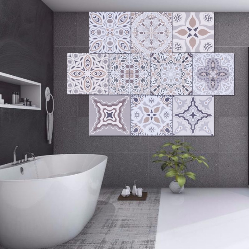 10pcs Self adhesive PVC Tile Floor Stickers Bathroom Kitchen Wall