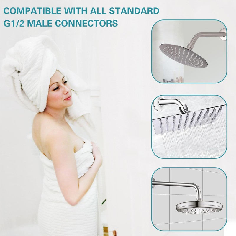 16 Inch Shower Arm with Flange,Stainless Steel 90 Degree Rain