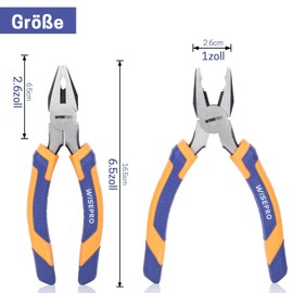 WISEPRO Combination Pliers, Multifunctional Tool with Side Cutters, Electrician's Pliers for Cutting, Crimping, Stripping (60CRV Chrome Vanadium Steel) (6 Inches)
