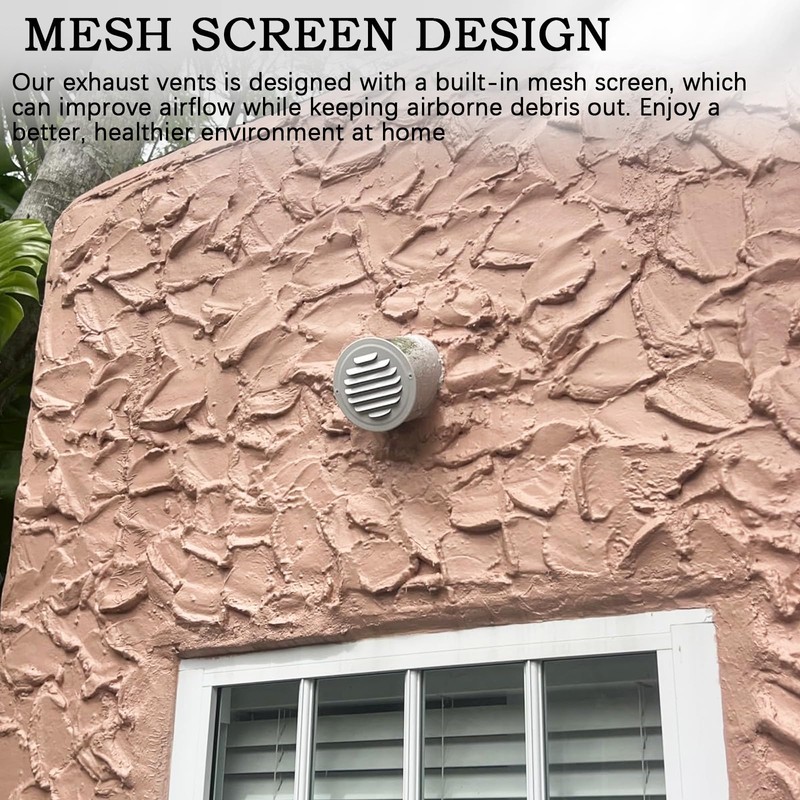 Round Aluminum Louver with Insect Screen, 2 Inches, 6-Pack