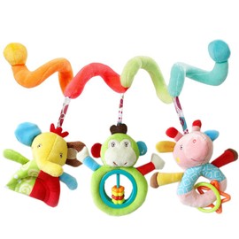 Baby Stroller Spiral Infant Toys Animal Plush Rattle For Stroller Bed Car Seat Educational Hanging Baby Toys