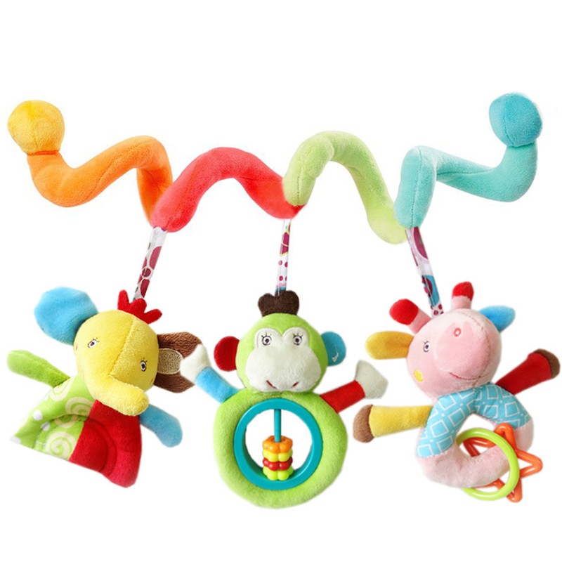 Baby Stroller Spiral Infant Toys Animal Plush Rattle For Stroller