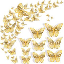 36 Piezas Mariposas para Pastel Adornos de Mariposa 3D para Cupcakes 3D Mariposas Decorativas Oro 3 Estilos 3 Tamaños Mariposa Dorada 3D Dormitorio Baño Sala de Estar Decoraciones de la Fiesta (oro)