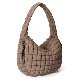 Quilted Tote Bag Puffer Large Quilting Carryall Shoulder Bags Puffy Lightweight Quilt Padding Hobo Bag Soft for Women Fashion Khaki