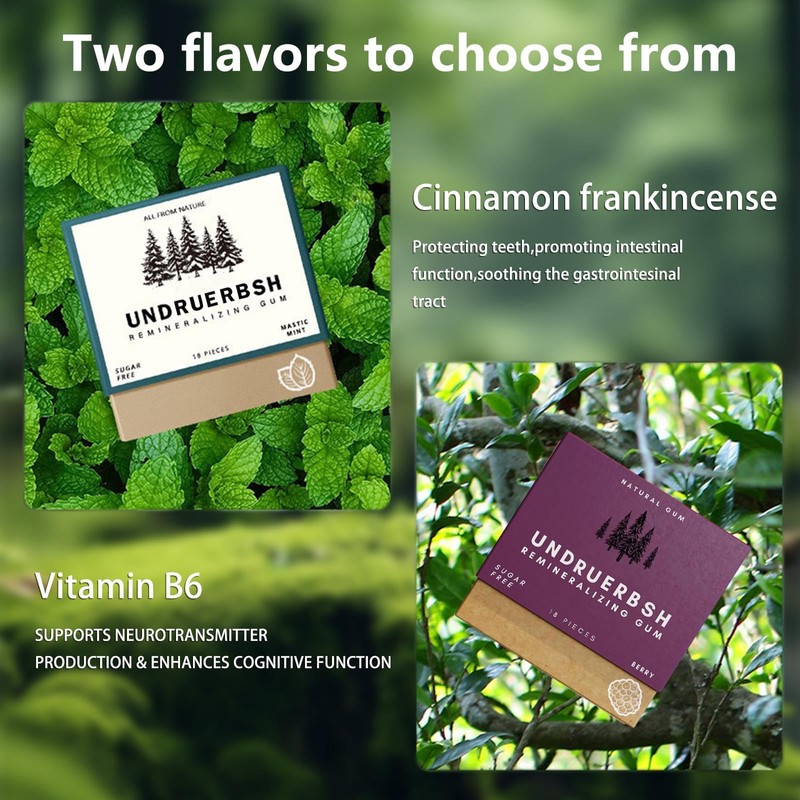 KWOLYKIM Organic Sugar-Free Refreshing Raspberry Chewing Gum, Remineralizing Long Lasting