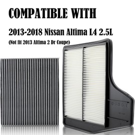 Engine Cabin Air Filters Compatible with 2013 2014 2015 2016 2017 2018 Nissan Altima L4 2.5L Engine Cabin Air Filtration 165463TA0A 16546-3TA0A 272773JC1A 27277-3JC1A CA11450 CF11776