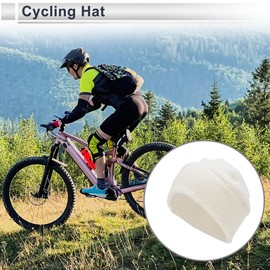 X AUTOHAUX Cycling Hat Warm Ear Protection Hard Hat Liner Wool Velvet Fabric White 27x22cm 1 Pcs