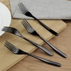 Vababa Tenedores para postre de acero inoxidable negro con acabado