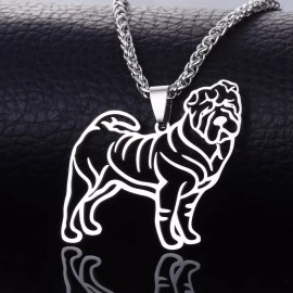 Unbranded Stainless Steel Shar Pei Chinese Shar-Pei Sharpei Pet Dog Charm Pendant Necklace