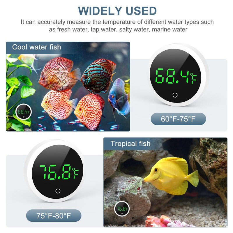 Ankilo Upgraded Aquarium Thermometer, Wireless Digital Fish Tank Thermometer with