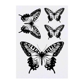 4 x 'Open Winged Butterfly' Temporary Tattoos - Water Resistant, Skin-Safe, Non-Toxic Transfers, Mixed Sizes (TO00082750)