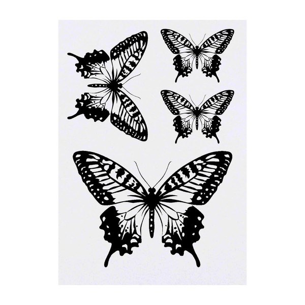 4 x 'Open Winged Butterfly' Temporary Tattoos - Water Resistant,