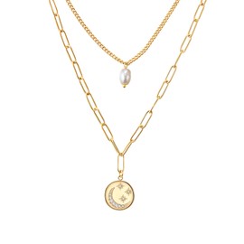 Valero Pearls 32018614 Women's Necklace Stainless Steel Freshwater Pearl, Stainless Steel, Crystal