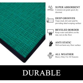 A1HC Indoor Outdoor Mat, Front and Back Entrance Welcome Mats, Large Front Door Patio Mats 32X48 Inches, Garage Mats, Office Mats, Non-Slip Easy Clean Entrance Washable Large Size Doormats, Green