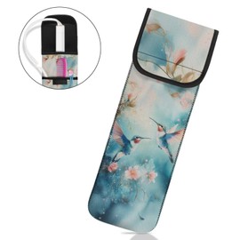 Blue Hummingbirds 1 Piece Flat Iron Curling Wand Travel Cover Case Bag Curling Wand Travel Case Universal Curling Iron Cover Sleeve Flat Iron Case Heat Resistant Bag