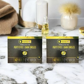 DERMORA 24K Gold Eye Mask, Puffy Eyes Dark Circle Under Eye Patches, 20 Pairs x 2 Boxes