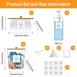 FEXIA 5 Pack Laundry Pods Containers and Dryer Sheet Holder with Laundry Detergent Dispenser Laundry Room Organization Storage Containers with Lids and Labels Soap Dispenser for Laundry Room