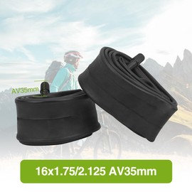 GRELiving Pack of 2 16 inch inner tubes, 16 x 1.75/2.125, Schrader valve, Black, Bicycle inner tube
