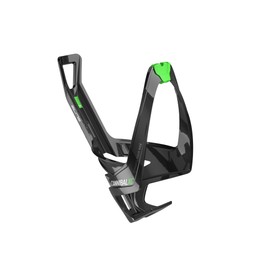 Elite Cannibal XC Bio-Based Bottle Cage, Black Glossy with Green Graphic – Eco-Friendly and Secure for All Terrains
