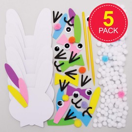 Baker Ross Easter Bunny Pom Poms 5 Pieces Pompoms for Kids Craft (AX763)
