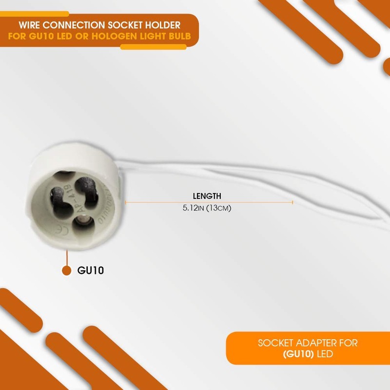 GU10 Base Socket 50 Pack Ceramic Socket Lamp Connector with