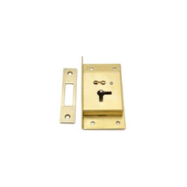 Half Mortise Chest Lock Half Mortise Cabinet Furniture Lock Premium Quality Made of Heavy Duty Brass - Large Antique Lock With Cast Brass Strike Plate - With 2 Keys - Drawer Locks and Right-Hand Doors