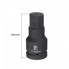 uxcell 32mm Impact Hex Bit Socket, 1" Drive 102mm Length CR-MO Steel Metric Sizes
