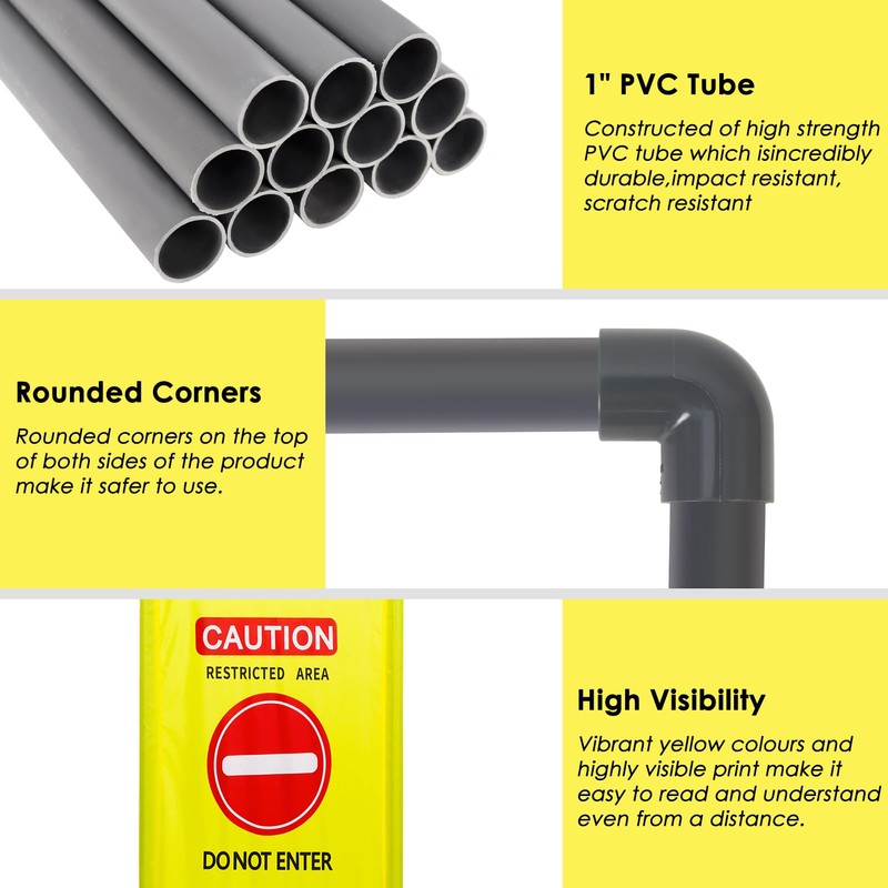 4 Panels Safety Barricade,7.8 FT Foldable Security Sign Barrier,Heavy Duty
