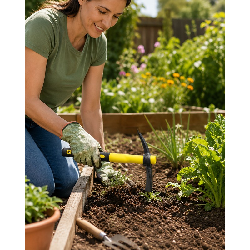 Double-Head Garden Pickaxe for Digging and Soil Loosening – Compact