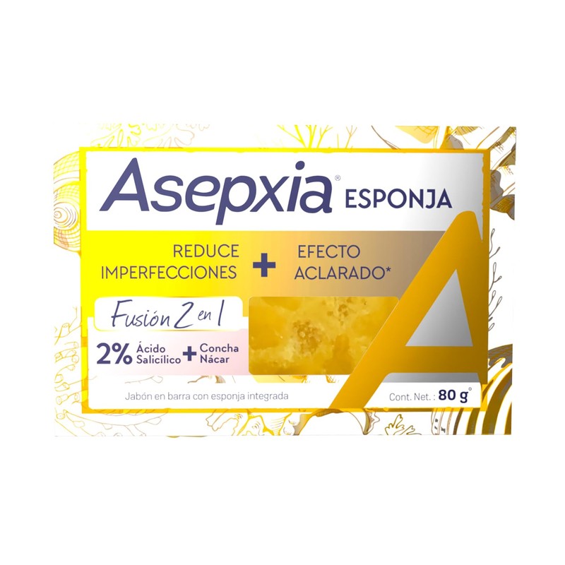 ASEPXIA Fusión 2 en 1 Concha Nácar Jabón - Esponja,