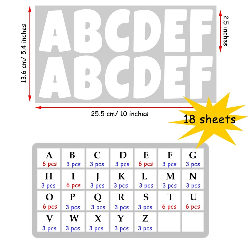 Bemeol Bulletin Board Letters 216 Pcs 2.5 Inch Alphabet Letter