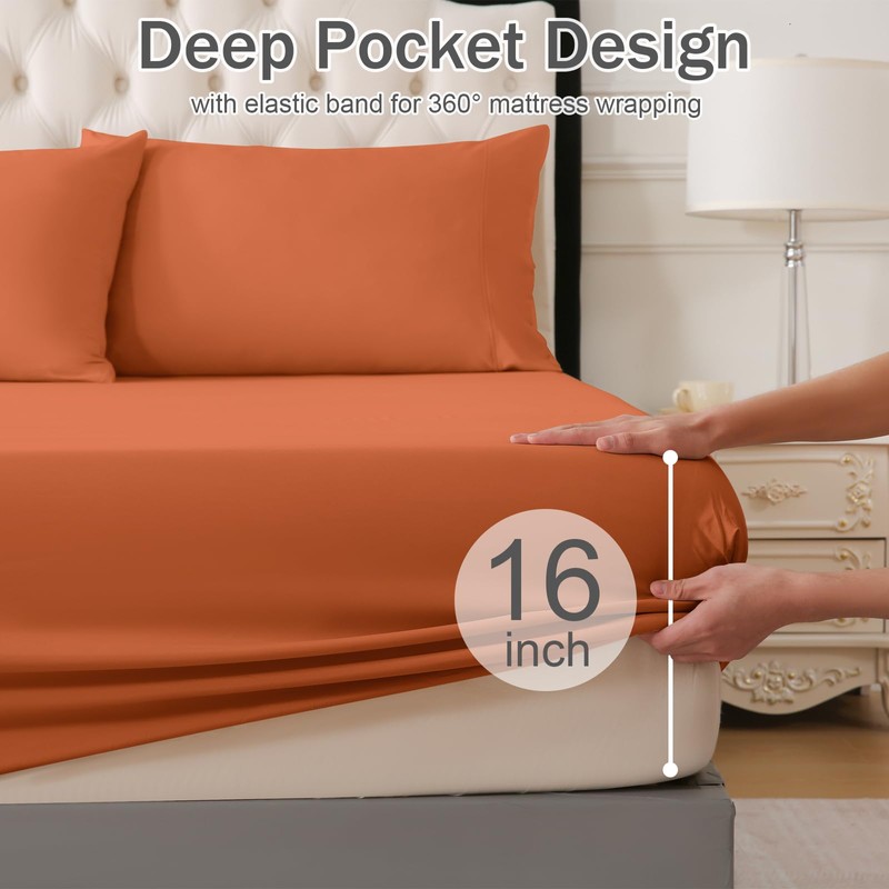 Queen Bed Sheets Set, Soft Breathable Bedding Sheet Set, Sheets