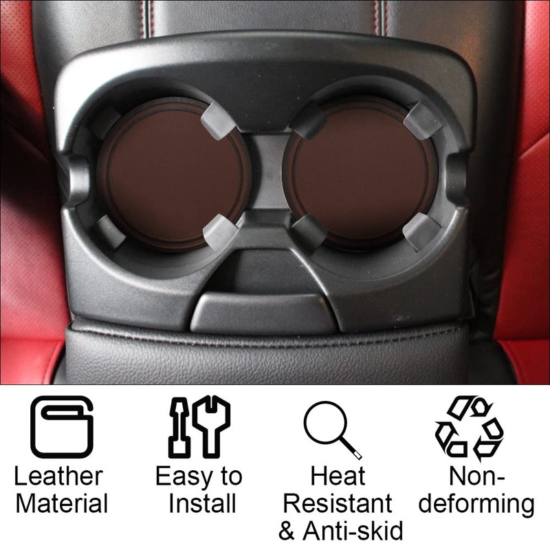 TripleAliners Car Cup Holder Insert Leather Coaster, Leather Cup Holder