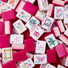 1.24*0.91*0.63 Inch Beach Supplies New Travel 4 Layer Engraved Acrylic Luxury 160 Set Christmas America Mahjong TilesSize: 1.24*0.91*0.63 Inch, Color: Candy Pink