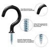 FINEASY Pack of 75 Screw Hooks, Black, 6 Sizes, Ceiling