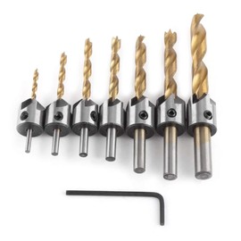 TOOLSTAR Countersink Drill, Woodworking Chamfer Counter Set, Adjustable Carpenter's Reamer, Plated for Wood, DIY with 1 Hex Key, gold