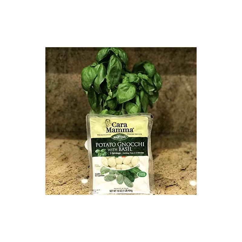 Mantova Cara Mamma Basil Potato Gnocchi Pasta, 16 Ounce (Pack