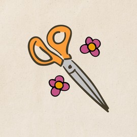 CafePress Floral Scissors Tote Bag Reusable Natural Beige Canvas Shopping Bag